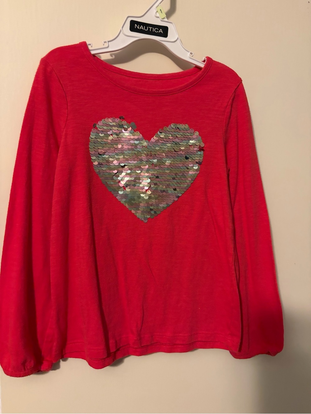 Sonoma Girls' Red Long-Sleeve Top with Sequin Heart